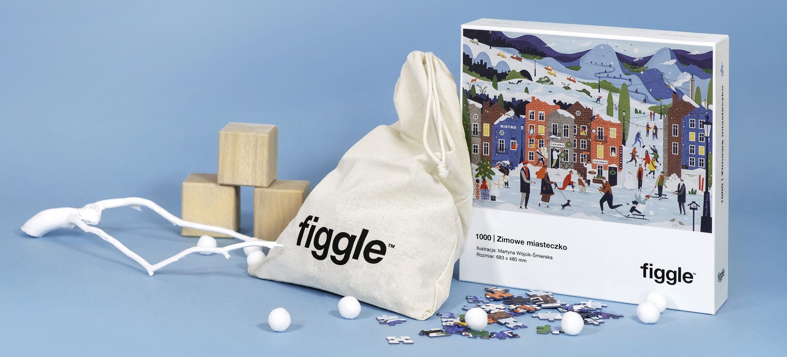 figgle puzzle zimowe miasteczko